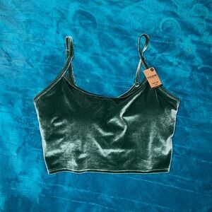 NWT VS PINK Green Velvet Sports Bra